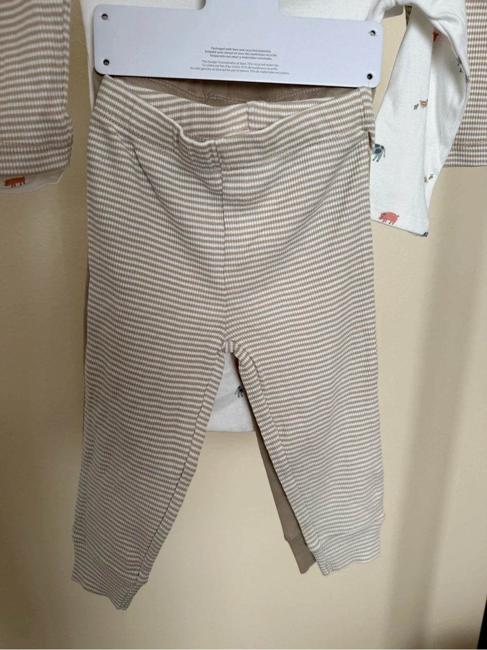 Carter's Beige & White Striped Long-Sleeve Two-Piece Set